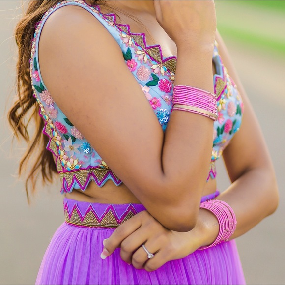 Soft net lilac/purple lengha - Picture 4 of 8